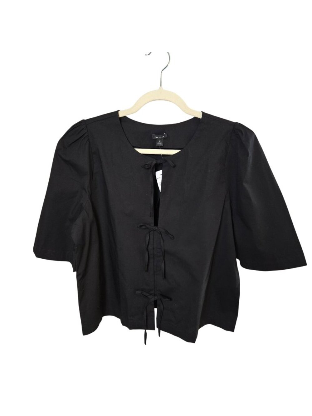 NWT Ann Taylor Three Tie Puff Sleeve Slightly Cropped Top Size Medium